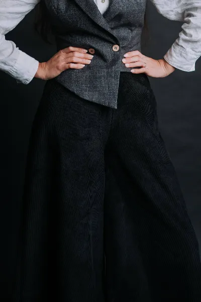 De IONESCU De IONESCU Damen vegan Hose Palazzo Corduroy