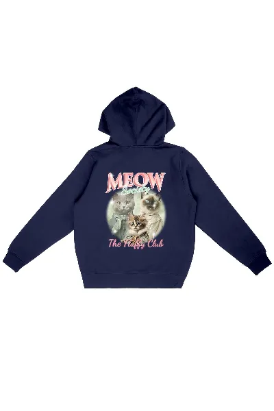 Oat Milk Club Oat Milk Club Damen vegan Hoodie Meow Society Marineblau