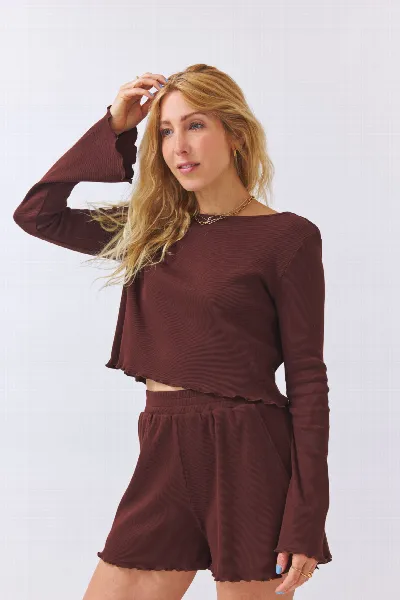 Baìge the Label Baìge the Label Damen vegan Crop Shirt Bamika Dunkel