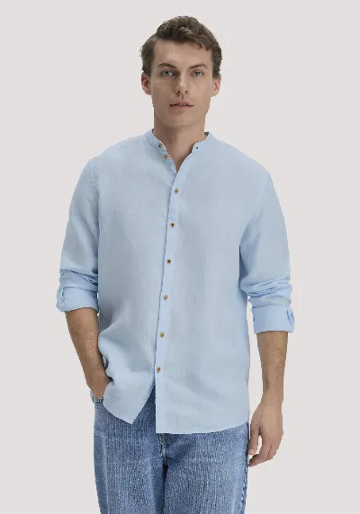 hessnatur hessnatur Herren Hemd Regular aus Leinen - blau - Größe L (41/42)