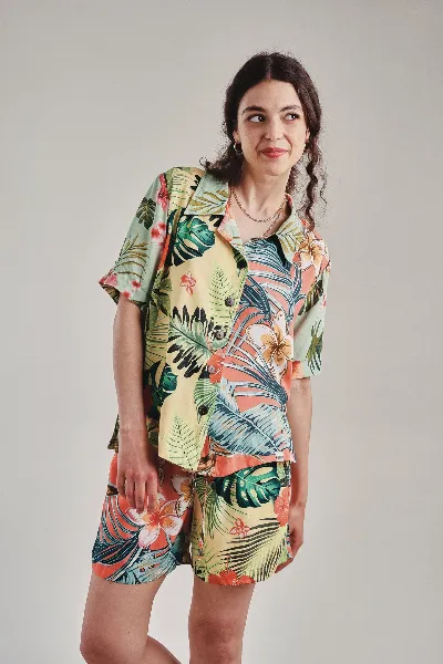 KOMODO KOMODO Damen vegan Shirt Ocean Tropical Print Multicolor
