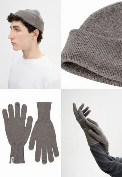 MELA MELA Bundle Feinstrick Mütze kurz LESH + Strick Handschuhe RISHI