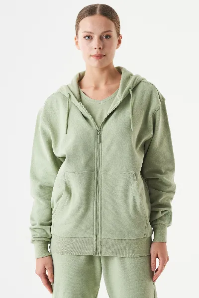ORGANICATION ORGANICATION Herren vegan Unisex Zip Up Hoodie Junda Salbei