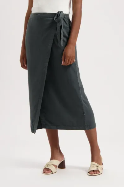 Kuyichi Kuyichi Damen vegan Wickelrock Hanna Hs Woodland Grau