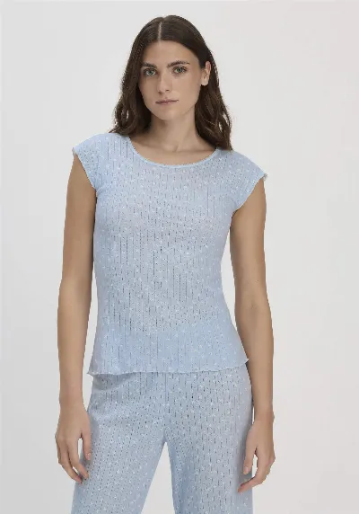 hessnatur hessnatur Damen Pointelle Schlafshirt PURE COTTON aus Bio-Baumwolle - blau