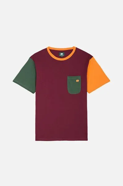 Trendsplant Trendsplant Organic Pocket Color Block T-Shirt Burgundy