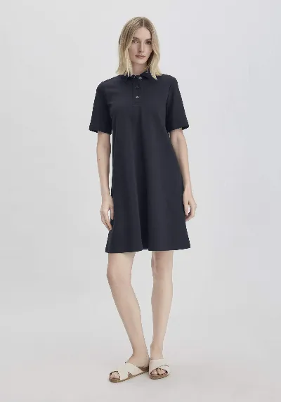hessnatur hessnatur Damen Jersey Kleid Knielang Relaxed aus Bio-Baumwolle - blau