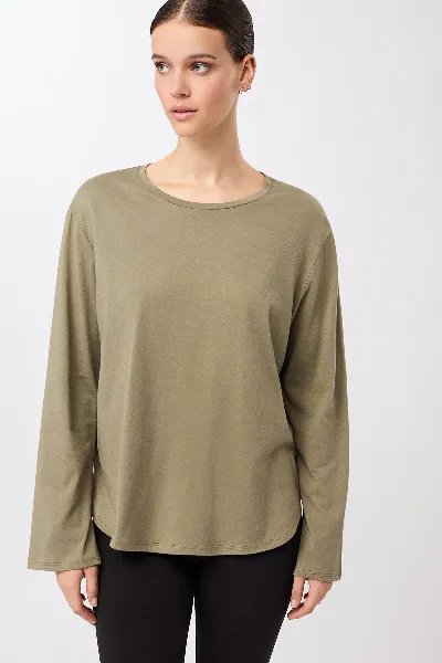 mandala MANDALA Damen vegan Longsleeve Halfmoon Khaki