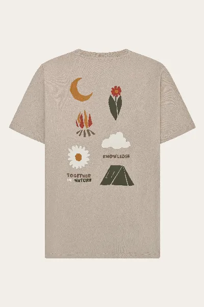KnowledgeCotton Apparel KnowledgeCotton Apparel Herren vegan T-Shirt Herren Rücken Print Light Feather Gray