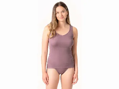 Living Crafts Living Crafts Bio-Damen-Top JANINE mit V-Ausschnitt, mauve,