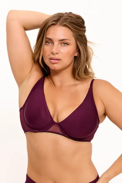 Understatement Understatement Damen vegan Bh Aus Micro Mesh Mit Bügel Pflaumenfarben