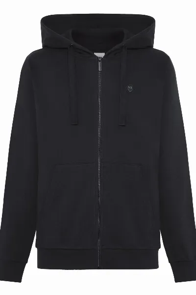KnowledgeCotton Apparel KnowledgeCotton Apparel Herren vegan Zip Hoodie Känguru-Abzeichen Black Jet