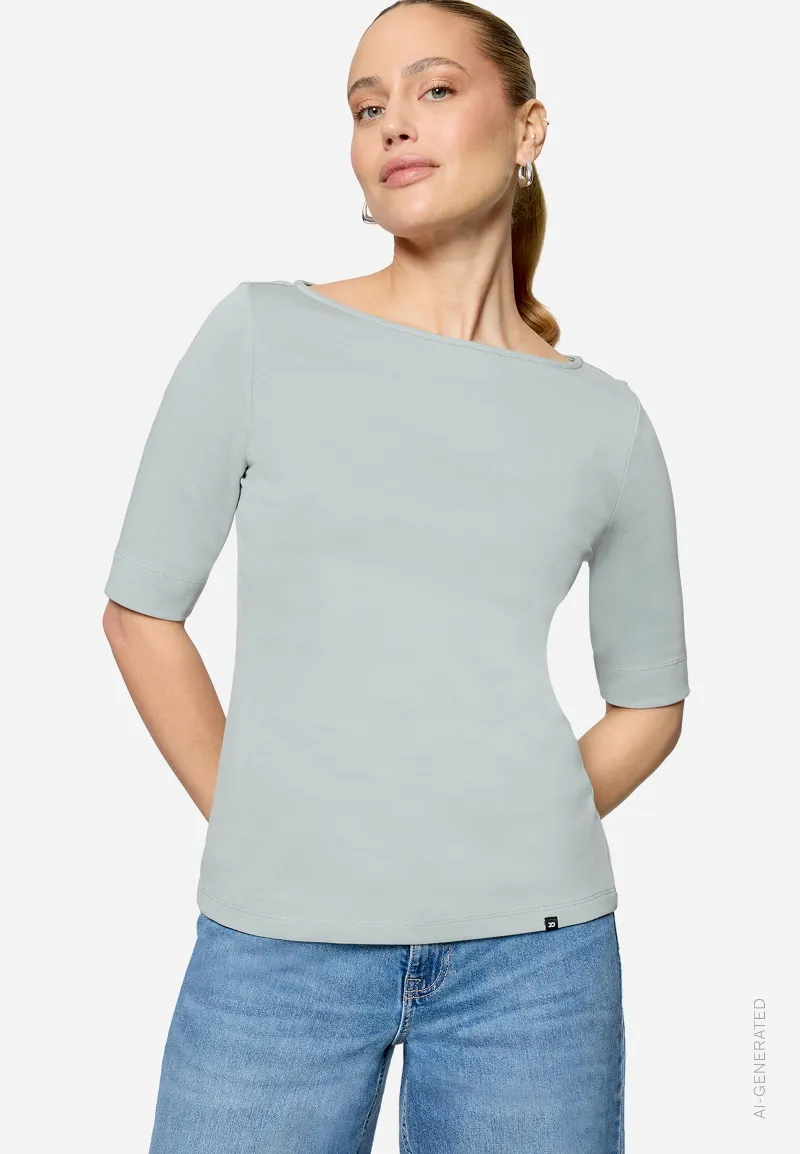 zero Basic Shirt  mit U-Boot-Ausschnitt