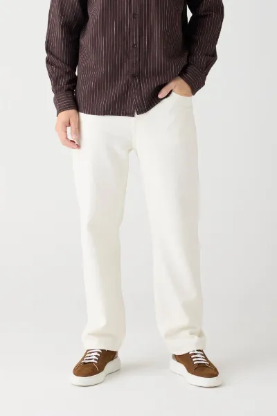 KnowledgeCotton Apparel KnowledgeCotton Apparel Herren vegan Hose Weit Twill Flint Egret
