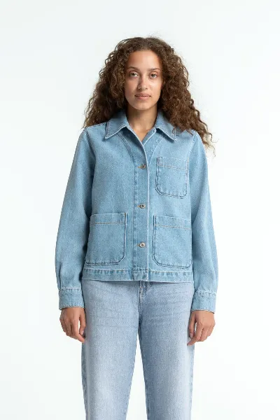 Kings Of Indigo Kings of Indigo Damen vegan Jacke Denim Navarre Reef Super Light Washed Blau