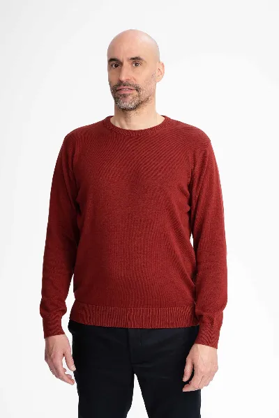 MELA MELA Herren vegan Feinstrickpullover Himal Chai Rot
