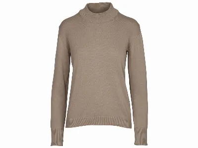 MELA MELA Bio-Damen-Feinstrick-Pullover 'SADA' mit Stehkragen, hazel,