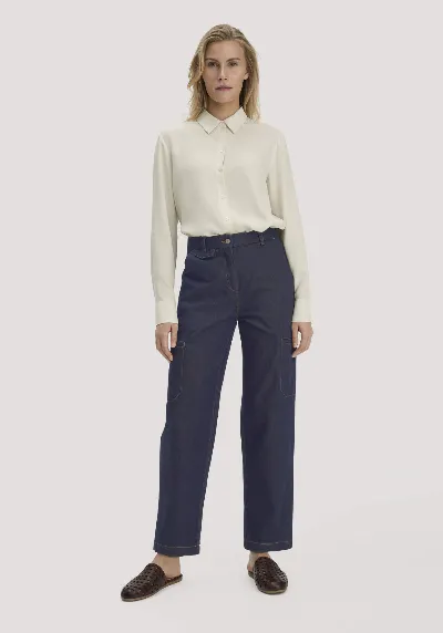 hessnatur hessnatur Damen Jeans Cargo Barrel Leg aus Bio-Denim - blau