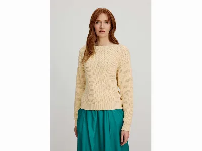tranquillo tranquillo Bio-Damen-Strickpullover mit U-Boot-Ausschnitt, vanilla,
