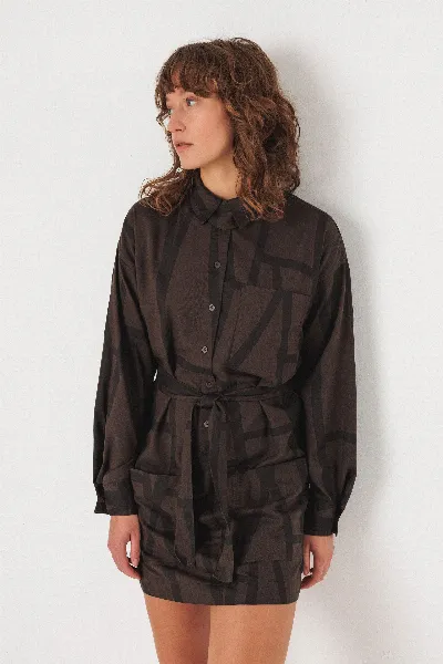 SKFK SKFK Damen vegan Hemdkleid Izua Braun