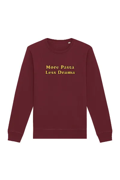 Oat Milk Club Oat Milk Club Damen vegan Sweatshirt More Pasta Less Drama Bordeaux