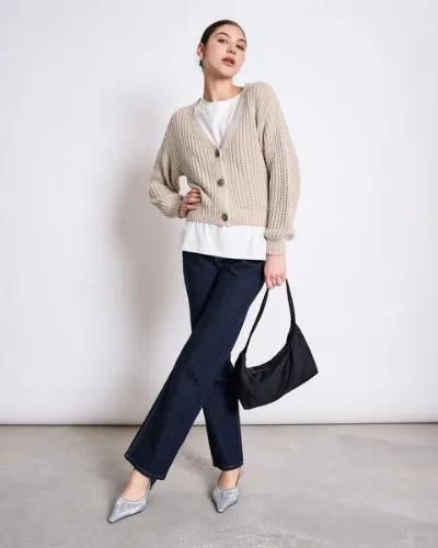 JAN N JUNE JAN N JUNE V-Ausschnitt Strickjacke LENA aus Baumwolle GOTS
