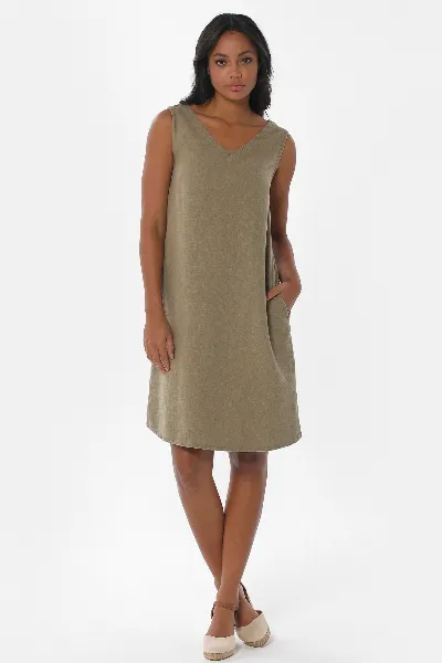 ORGANICATION ORGANICATION Damen vegan Kleid Ã„rmellos Olive