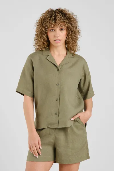dedicated Hemd Torup Linen Gr&uuml;n