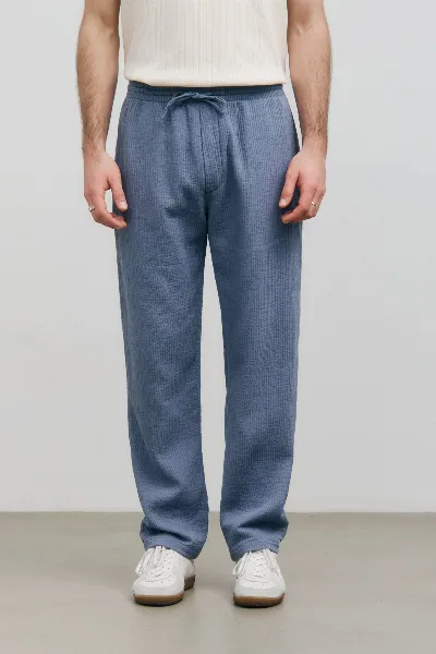 Rotholz Rotholz Herren vegan Hose Nadelstreifen Steinblau