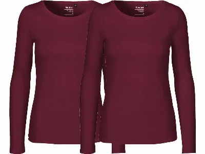 Neutral Neutral 2er-Pack Bio-Damen-Langarmshirt mit Rundhalsausschnitt, bordeaux,