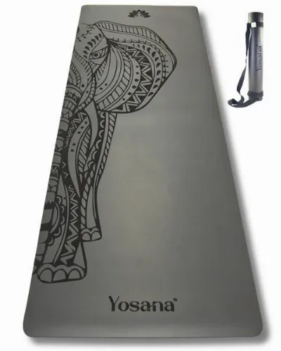 Yosana Yosana Yogamatte Ultra Grip inkl. Baumwolltragegurt (Elefant Grau)