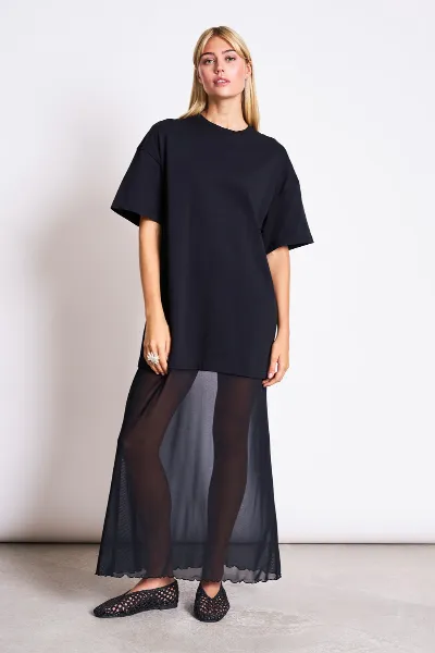 JAN N JUNE JAN 'N JUNE Damen vegan Kleid Mesh Jersey Lacerta