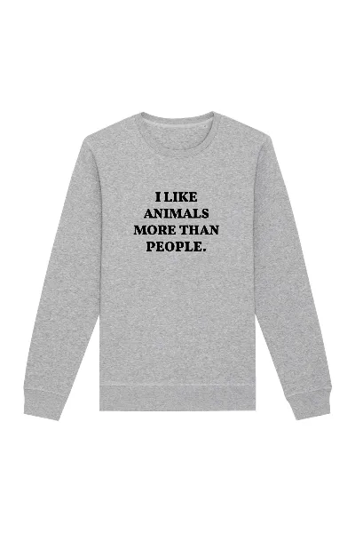 Oat Milk Club Oat Milk Club Damen vegan Sweatshirt I Like Animals More Grau