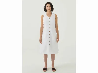 ORGANICATION ORGANICATION Bio-Damen-Midi-Kleid mit Kragen white,