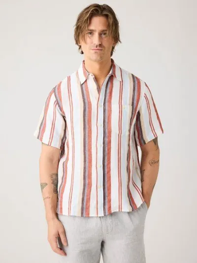 KnowledgeCotton Apparel KnowledgeCotton Apparel Lockeres gestreiftes Kurzarmhemd aus Bio-Leinen