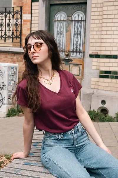 Lucid Collective Lucid Collective Damen vegan T-Shirt Harmony Bordeaux