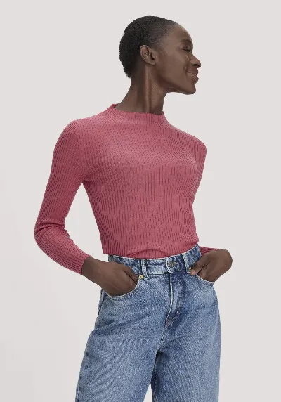 hessnatur hessnatur Damen Strick Pullover Fitted aus TENCEL™ Lyocell mit Bio-Baumwolle - rot