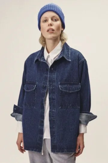 WOTE WOTE Damen vegan Denim Overshirt Indigo