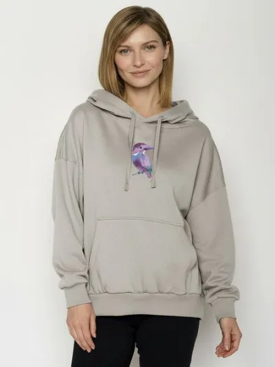 GreenBomb GREENBOMB Bird Look Mello - Lässiger Hoodie aus Bio-Baumwolle / hochwertiger Print / GOTS / Fair & Vegan