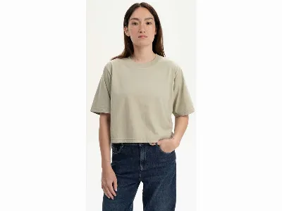 MELA MELA Bio-Damen-T-Shirt DESNA mit Rundhalsausschnitt, dusty green,