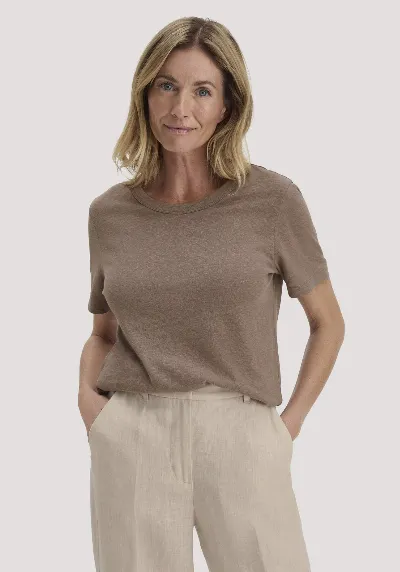 hessnatur hessnatur Damen T-Shirt Relaxed aus Leinen und Bio-Baumwolle - braun