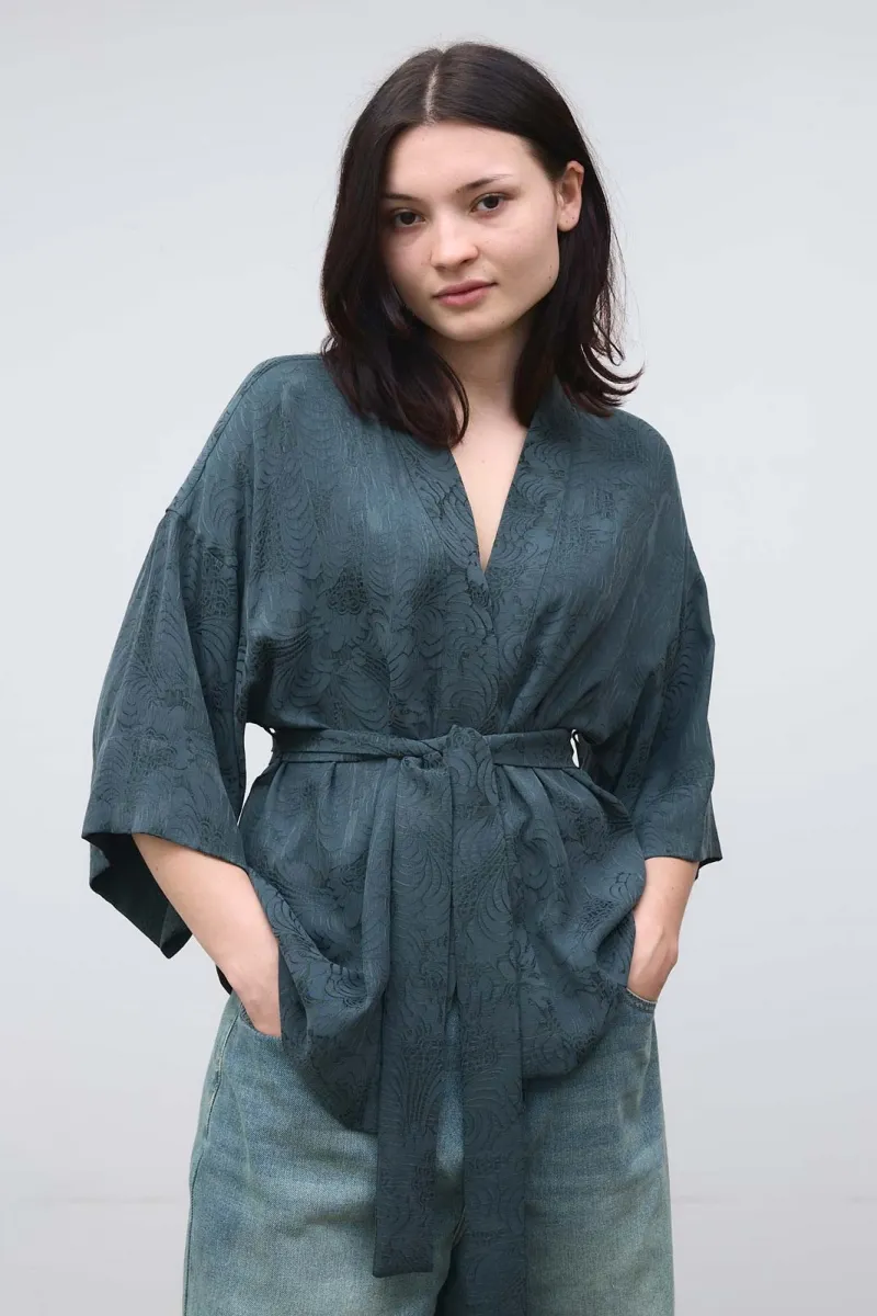 Yahmo Yahmo Damen vegan Kimono Gerda Eclipse Blau