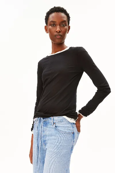 ARMEDANGELS Longsleeve Einiaara Soft Schwarz