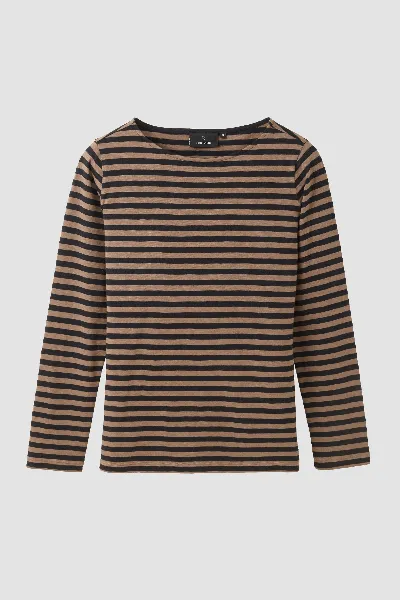 recolution Recolution Damen vegan Langarmshirt Iris Stripes Vintage Braun