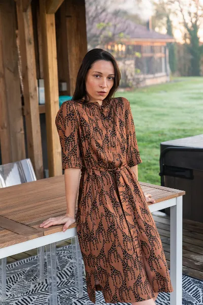 WiDDA WiDDA Damen vegan Shirt Dress Baya Giraffe Print Terra