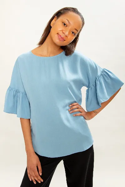MAHLA MAHLA Damen vegan Bluse Liia Himmelblau