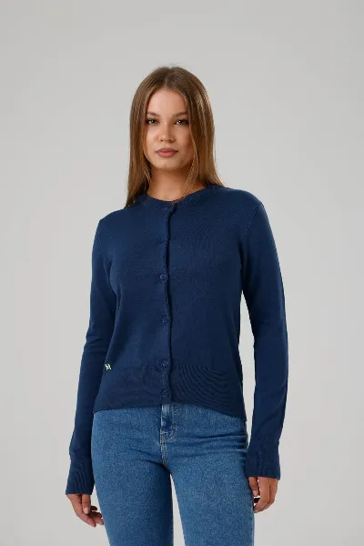 GORG GORG Damen vegan Strickjacke Mit Rundhalsausschnitt Marine