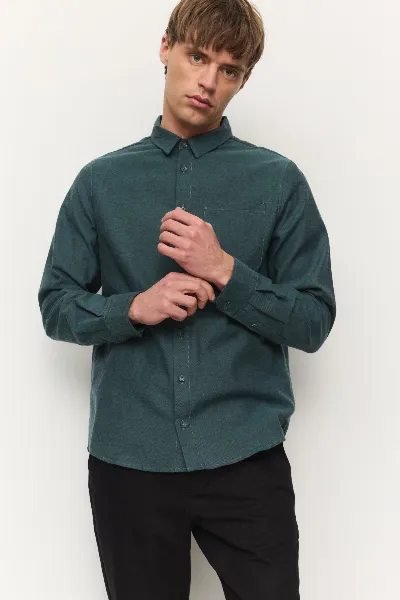 recolution Recolution Herren vegan Hemd Lentil Tiefgrün