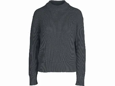 MELA MELA Bio-Damen-Rippstrick-Pullover MANIKA mit Rundhalsausschnitt, anthrazit mel.