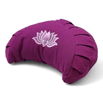 BAGHI BAGHI Meditationskissen Halbmond kräftige Farben mit Lotus Bestickung im Farbverlauf Bio-Baumwolle kbA